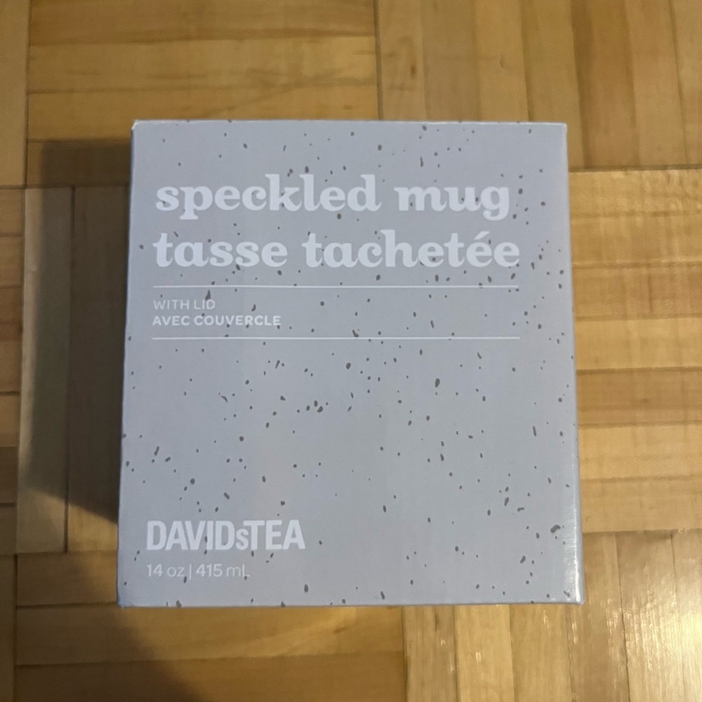 Grey Speckled David's Tea Mug with Lid
